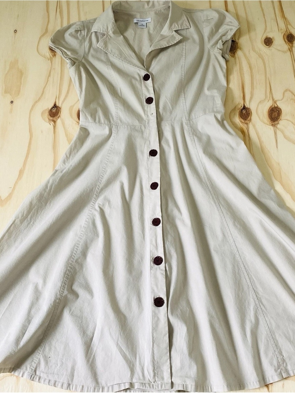 LC Lauren Conrad Cream Button-Front Midi Dress